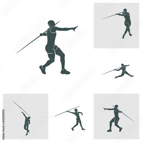 Set of Javelin Thrower vector illustration design. Javelin Thrower logo design Template.