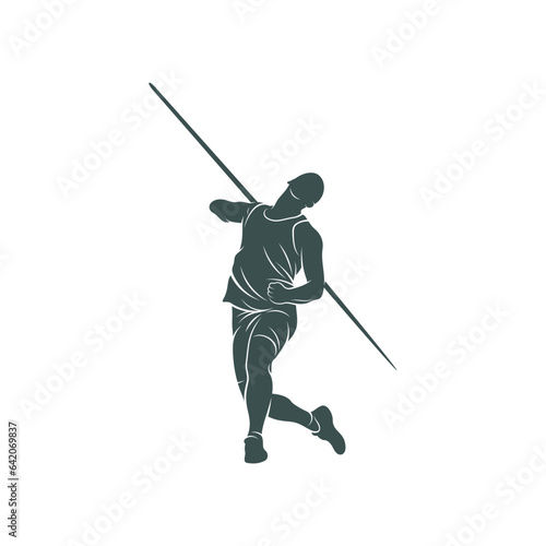 Javelin Thrower vector illustration design. Javelin Thrower logo design Template.