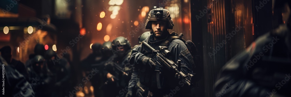 Swat forces. SWAT officer in full tactical gear.. SWAT. Police. Special ...