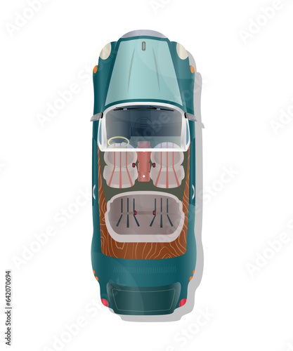 Vector illustration top view of realistic transport