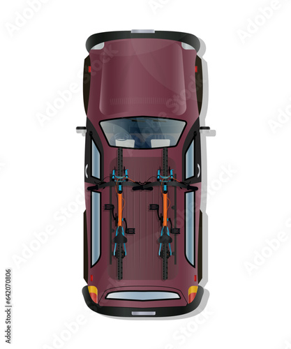 Vector illustration top view of realistic transport