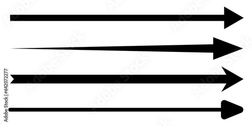 Straight long right vector arrow icon set