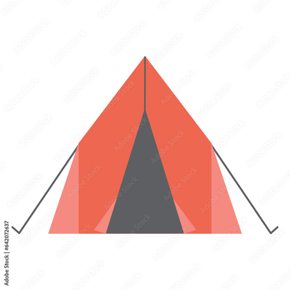 Vector illustration on the theme of camping in the style of the groove 70-80s. Red Bright Cone Camping Tent Vector illustration on the theme of camping in the style of the groove 70-80s. Red Bright Cone Camping Tent