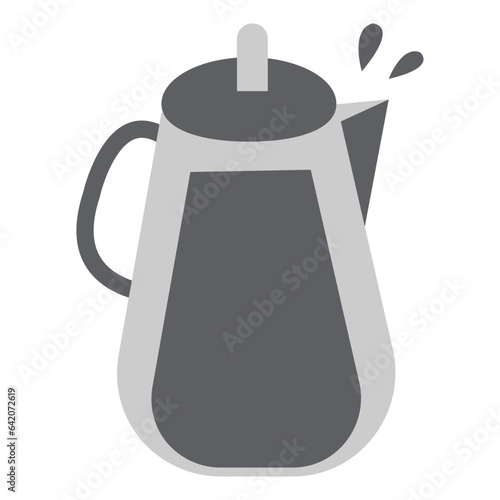 Vector illustration on the theme of camping in the style of the groove 70-80s. Kettle for hiking photo