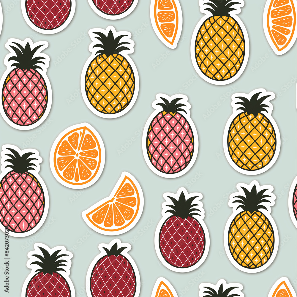 Tropical Delights: Playful Pineapples and Juicy Oranges Tropical Delights: Playful Pineapples and Juicy Oranges