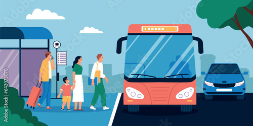 Bus Stop Flat Illustration