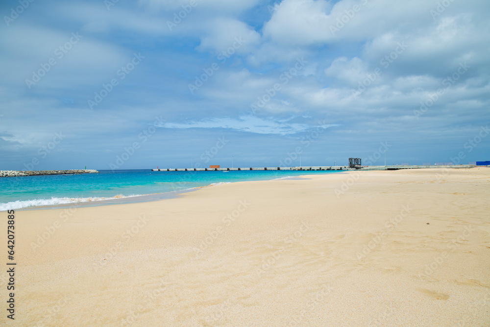Beautiful beach in Maio Island in Cape Verde. With their soft sands, azure waters, and tranquil ambiance, they offer a serene tropical paradise. Beautiful beach in Maio Island in Cape Verde. With their soft sands, azure waters, and tranquil ambiance, they offer a serene tropical paradise.