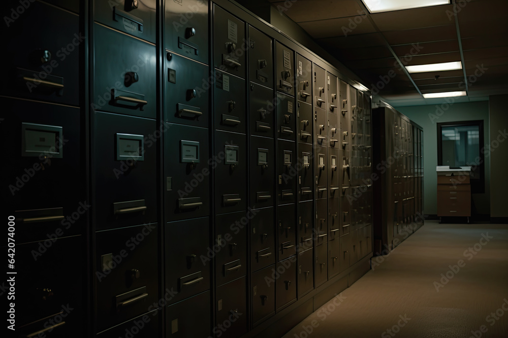 Lockers in a corridor of an office building. Nobody inside. Lockers in a corridor of an office building. Nobody inside.
