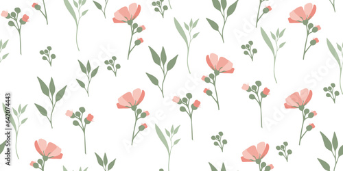 Seamless spring pattern with delicate spring pink flowers and cornflowers. Perfect for printing on fabric and paper.