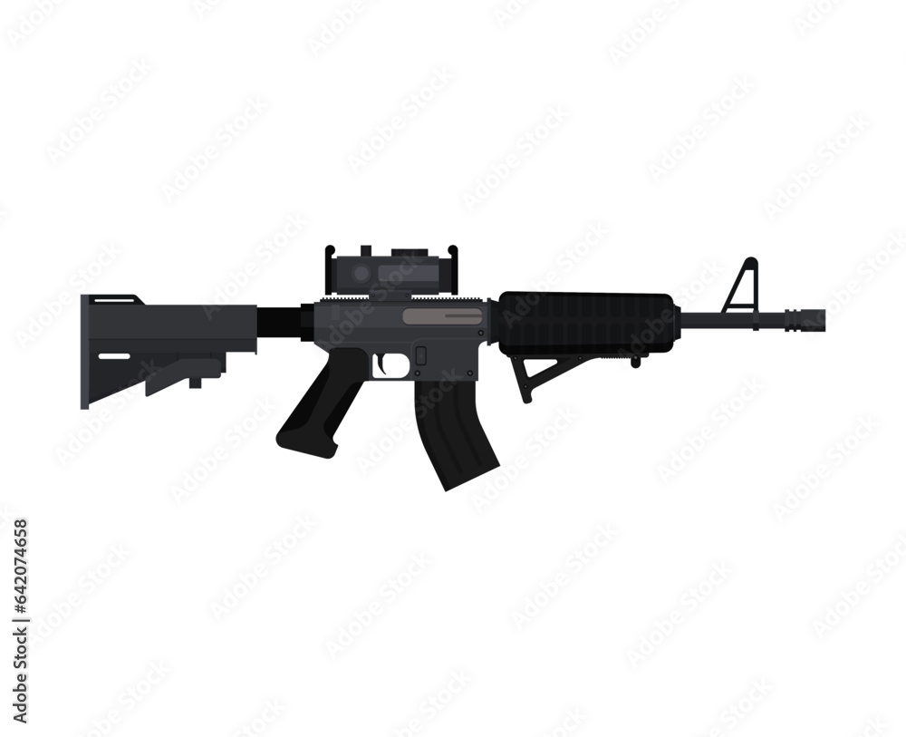 Flat illustration rifle vector for web design