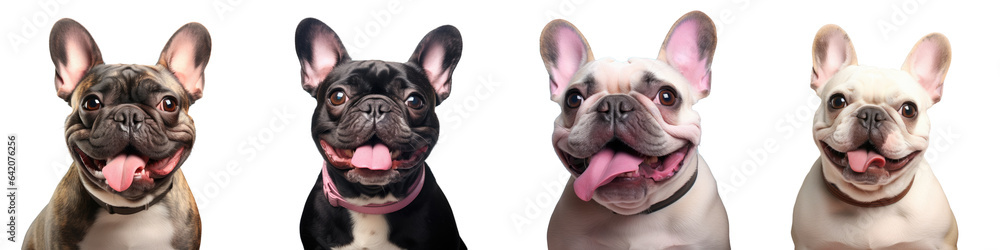 Photo of happy French Bulldog in studio transparent background