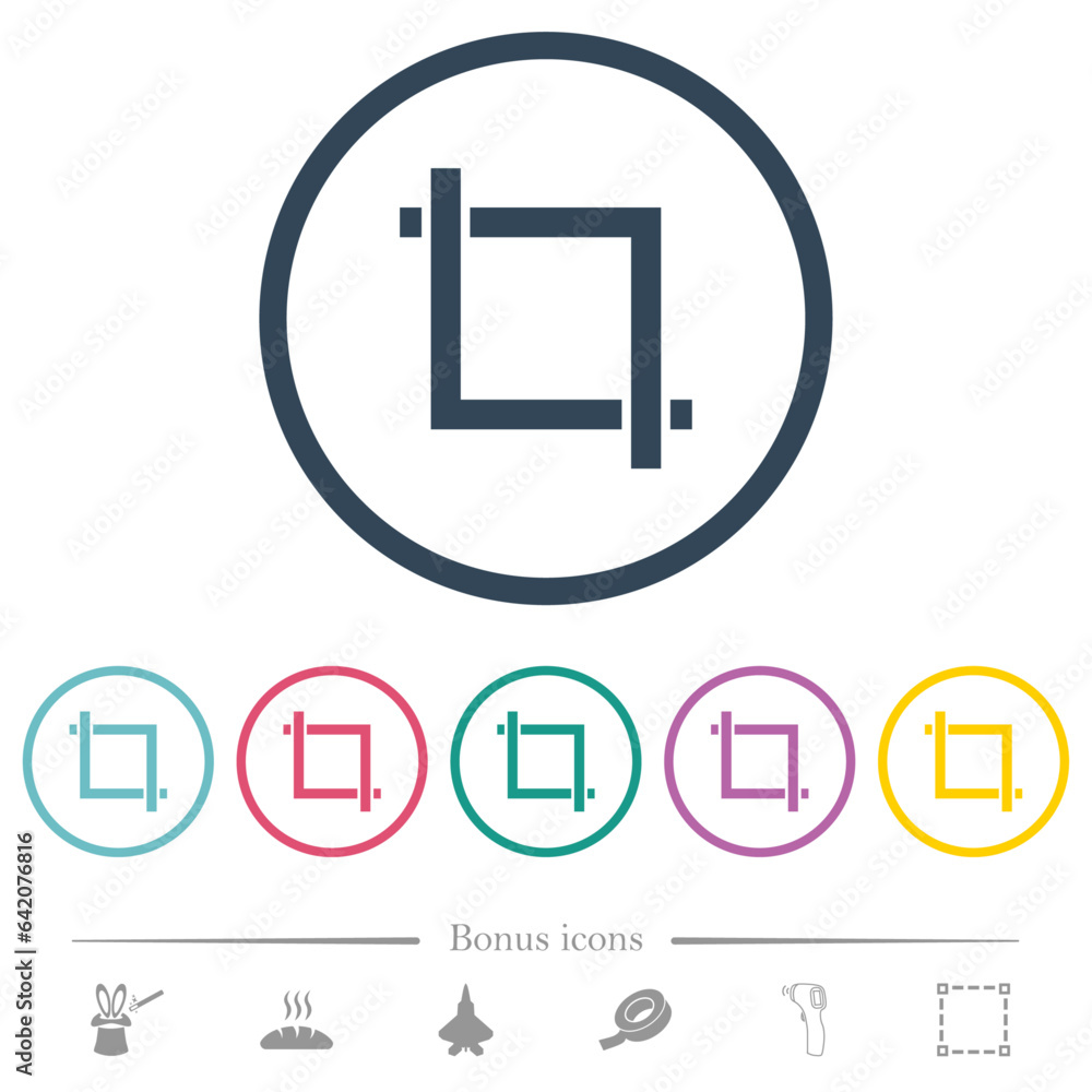 Crop tool flat color icons in round outlines Crop tool flat color icons in round outlines