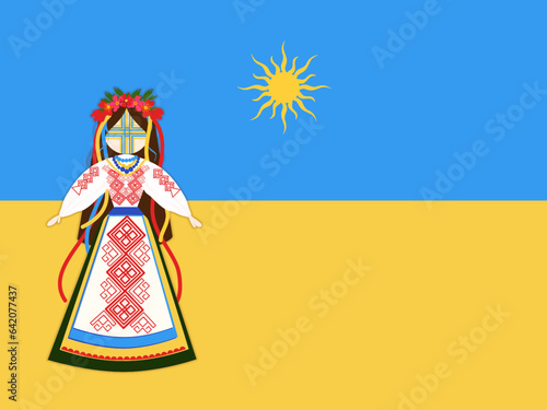 Ukranian doll motanka  national ornament talisman vector illustration ethnicity traditional culture amulet