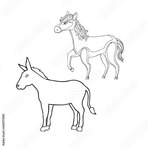 Horse out line vector illustration.