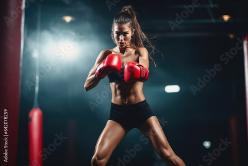 Athletic Female Athlete Demonstrating a Powerful High Kick