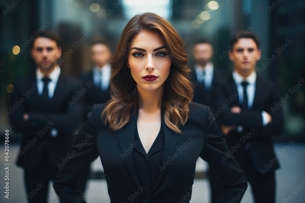 Powerful Female CEO with Her Security Team Powerful Female CEO with Her Security Team