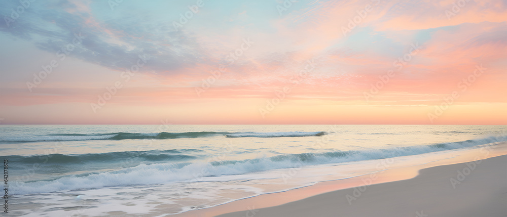 A Breathtaking Morning Vista at the Beach, Generative AI