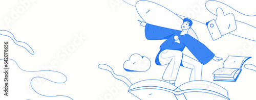 Education learning people flat vector concept hand drawn illustration