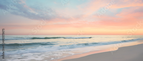 A Breathtaking Morning Vista at the Beach, Generative AI