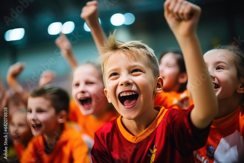 Little Champions: Happy Kids at an Indoor Soccer Match