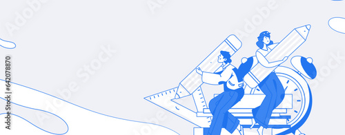 Education learning people flat vector concept hand drawn illustration