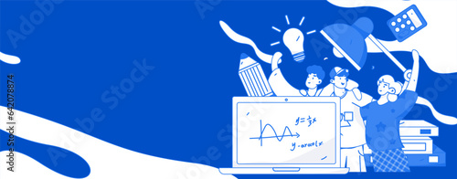 Education learning people flat vector concept hand drawn illustration