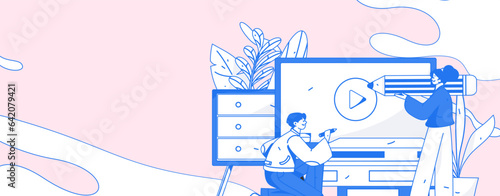 Education learning people flat vector concept hand drawn illustration