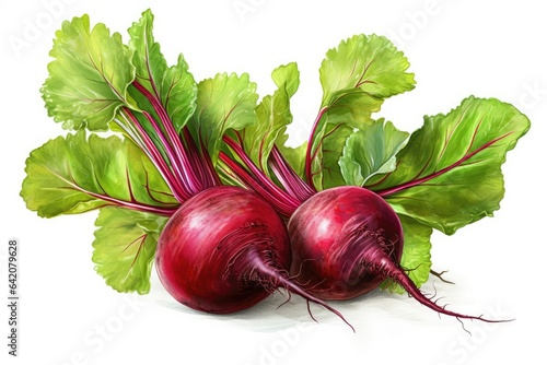 Beetroot with stem on a white background