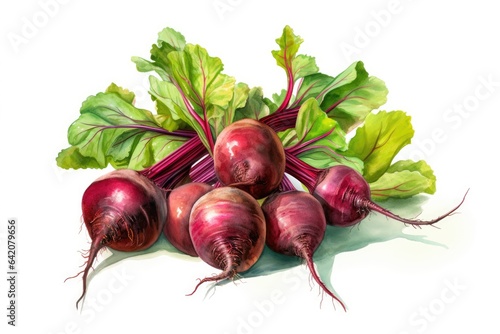 Beetroot with stem on a white background