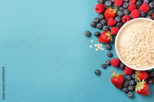 Oatmeal with blueberries and strawberries. Healthy breakfast