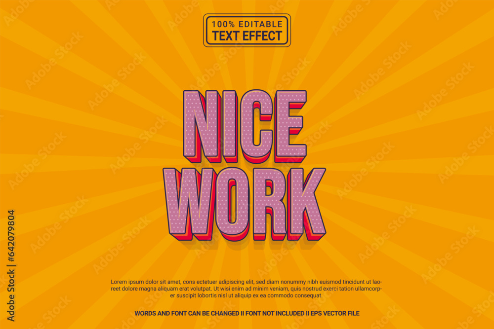 Editable text effect Happy Nice Work 3d cartoon template stlye modren premium vector