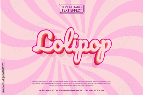 Editable text effect Happy Lolipop day 3d cartoon template stlye modren premium vector