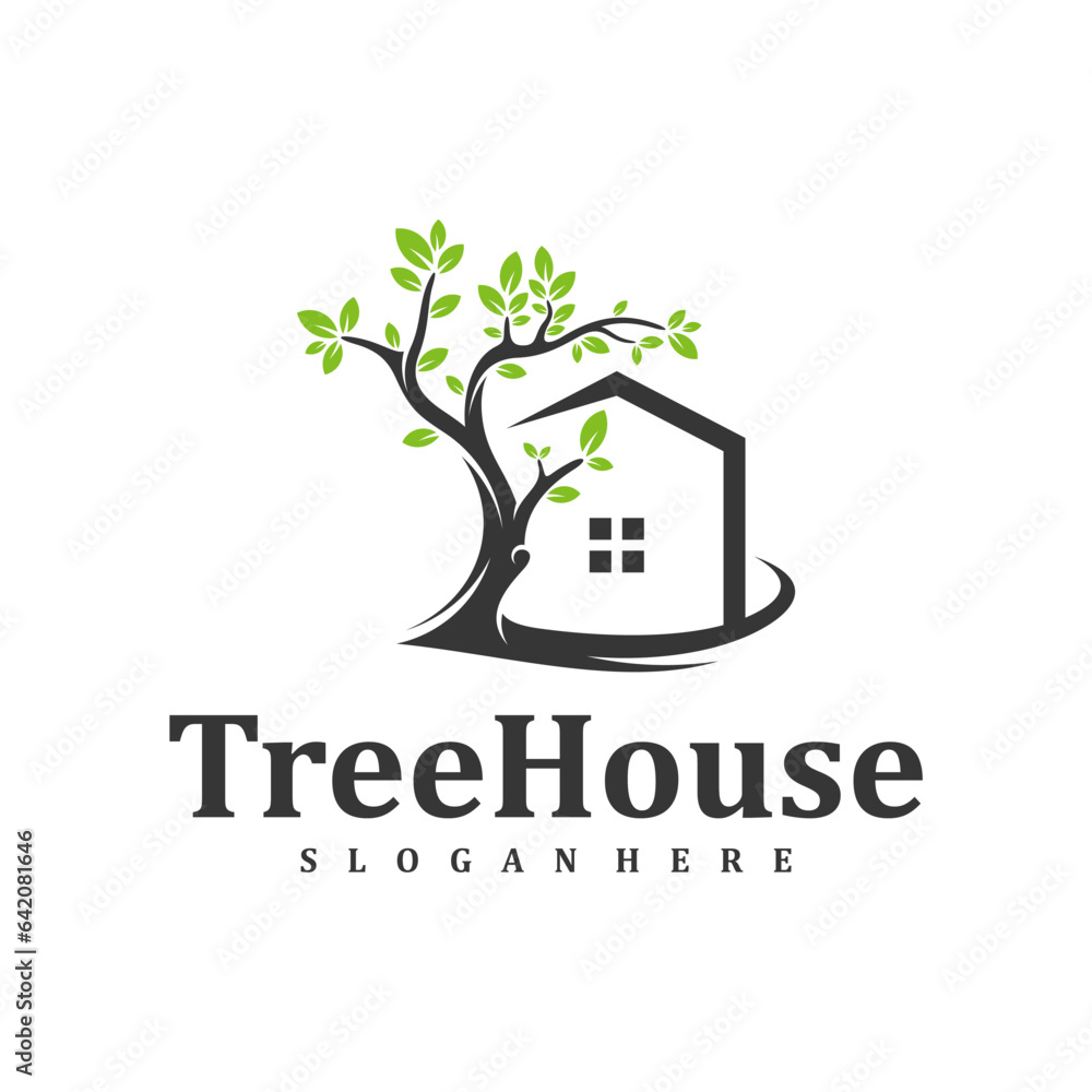Tree House logo design Template. Creative House Tree logo vector illustration. Tree House logo design Template. Creative House Tree logo vector illustration.