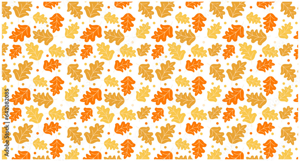autumn leaves oak leaf seamless pattern backgorund brown fall leaf