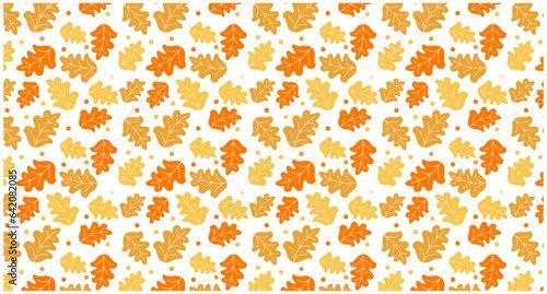 autumn leaves oak leaf seamless pattern backgorund brown fall leaf