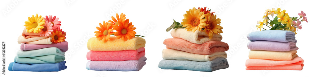 Bright towels against transparent background Bright towels against transparent background