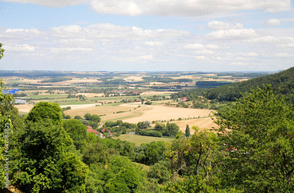 The view of the Hohenlohe plain from Waldenburg, Baden-Württemberg, Germany, Europe