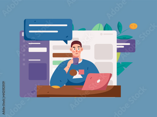 Business people working in flat vector concept operation hand drawn illustration