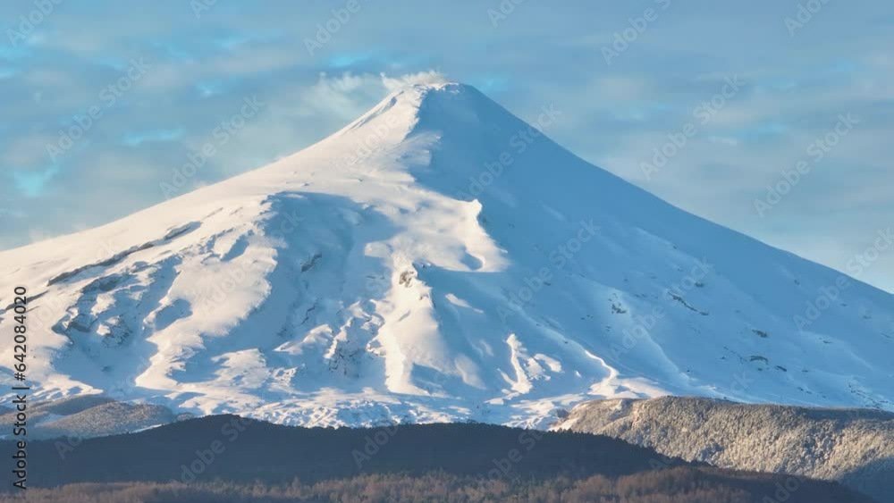 Villarrica Volcano At Pucon In Los Rios Chile. Volcano Landscape. Fog Morning Background. Los Rios Chile. Snow Capped Mountain. Villarrica Volcano At Pucon In Los Rios Chile. Villarrica Volcano At Pucon In Los Rios Chile. Volcano Landscape. Fog Morning Background. Los Rios Chile. Snow Capped Mountain. Villarrica Volcano At Pucon In Los Rios Chile.