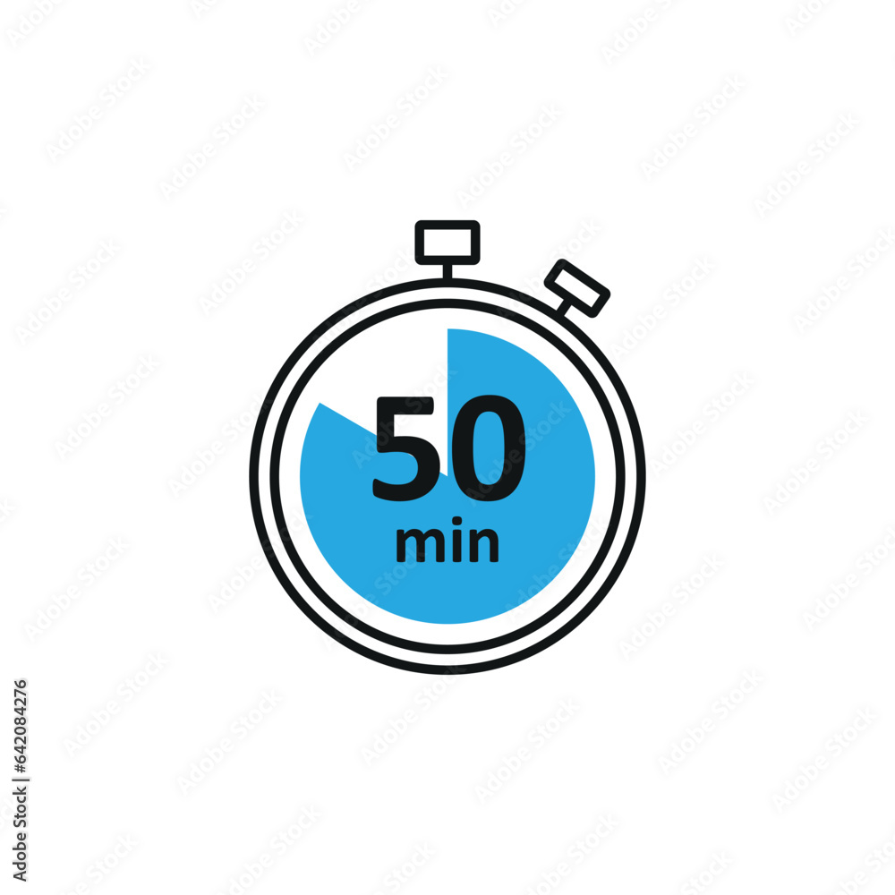 Clock icon vector illustration. Timer sign 50 min on isolated background. Countdown sign concept. Clock icon vector illustration. Timer sign 50 min on isolated background. Countdown sign concept.