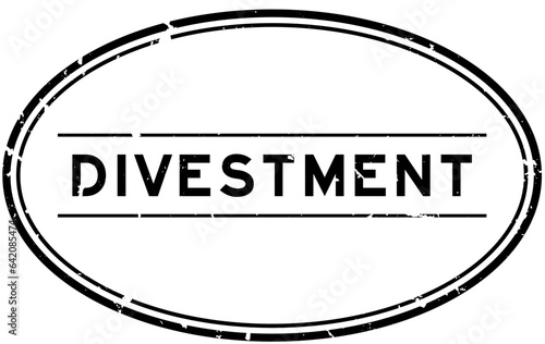 Grunge black divestment word oval rubber seal stamp on white background