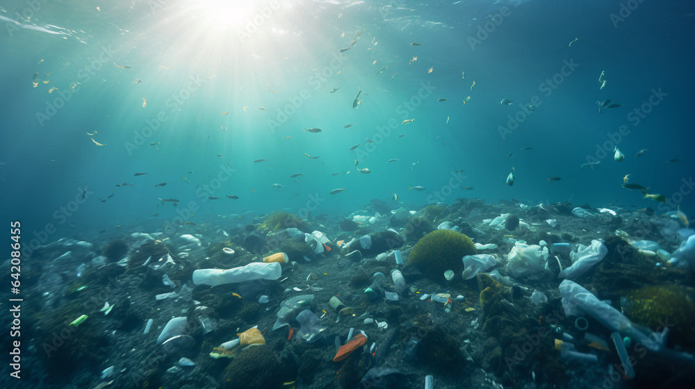 Naklejka premium Plastic pollution in the ocean.