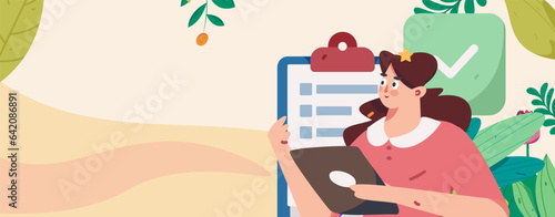 Business people working in flat vector concept operation hand drawn illustration