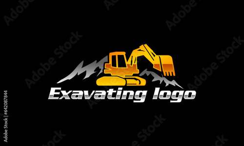 excavator on a black background