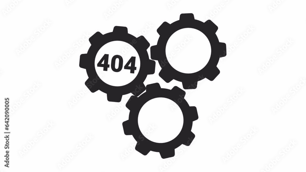 Gears cogwheels black and white error 404 animation. Failure malfunction. Configurations error message gif, motion graphic. Jammed mechanisms animated objects linear 4K video isolated on white Gears cogwheels black and white error 404 animation. Failure malfunction. Configurations error message gif, motion graphic. Jammed mechanisms animated objects linear 4K video isolated on white