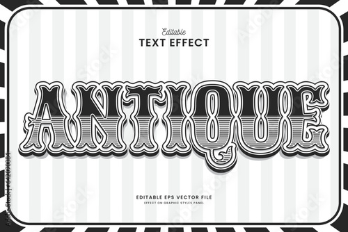 decorative monochrome antique editable text effect vector design