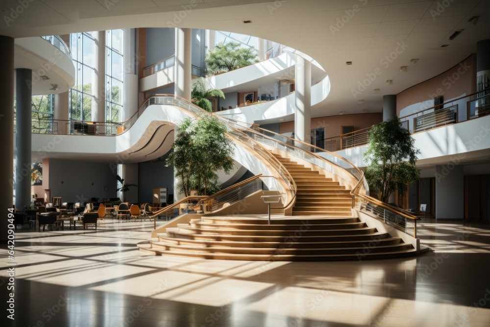 Fototapeta premium modern villa entrance hall with staircase