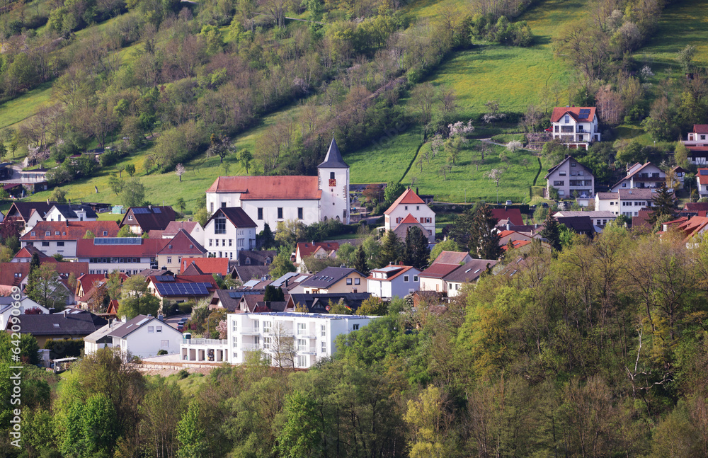 Mulfingen Community i the beautiful Landscape in Hohenlohe, Baden-Württemberg, Germany, Europe