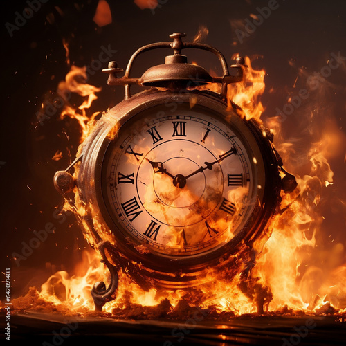 Time concept. Urgent matter. The fiery call to action. The time to act is now. Generative AI