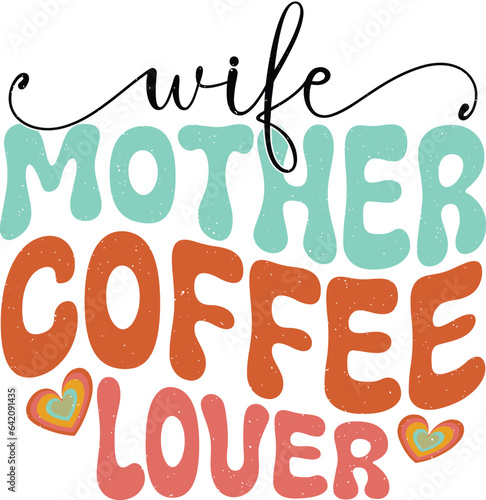 Mother's Day Mom Sublimation Design. Colorful Wavy Love Heart Typography for Mom Valentine Gift.